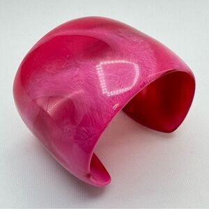 Pink Lucite Acrylic Wide Cuff Bracelet Chunky Statement Bangle